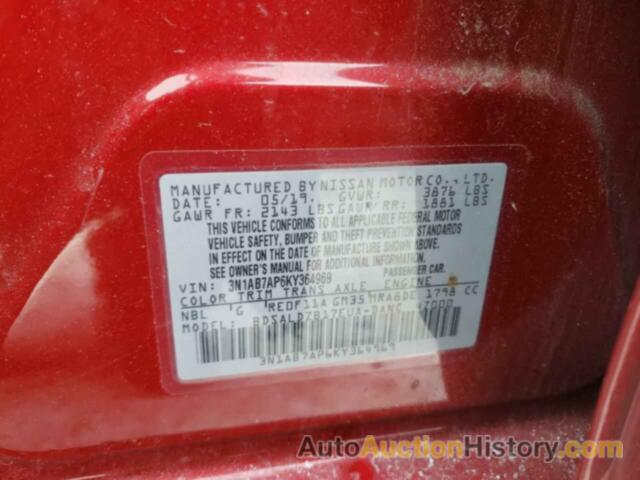 NISSAN SENTRA S, 3N1AB7AP6KY364969