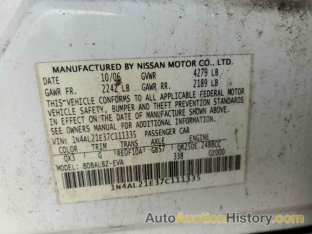 NISSAN ALTIMA 2.5, 1N4AL21E37C111335