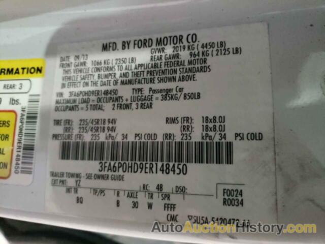 FORD FUSION SE, 3FA6P0HD9ER148450