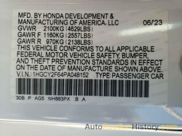 HONDA ACCORD HYBRID EXL, 1HGCY2F64PA048152