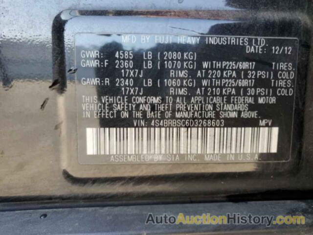 SUBARU OUTBACK 2.5I LIMITED, 4S4BRBSC6D3268603