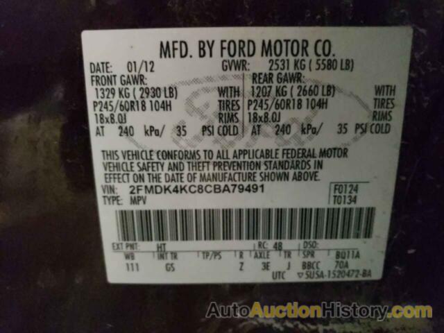 FORD EDGE LIMITED, 2FMDK4KC8CBA79491