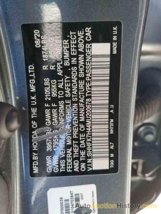 HONDA CIVIC SPORT, SHHFK7H44MU200678