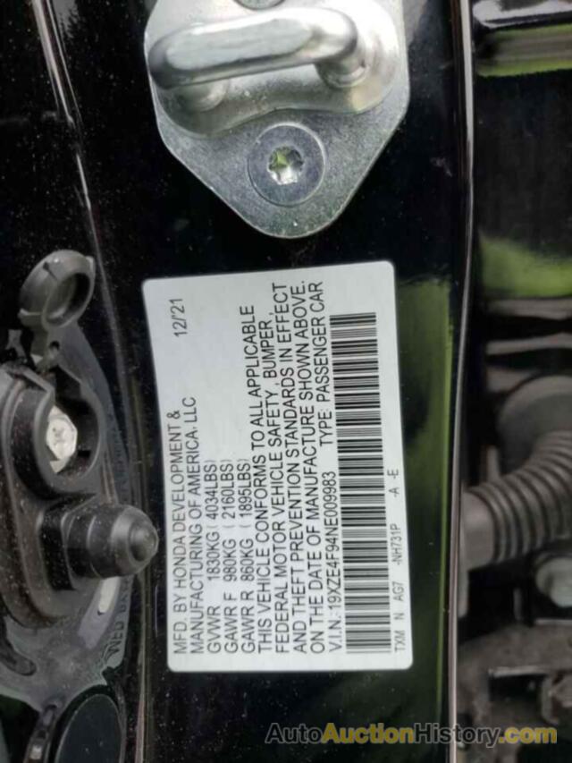 HONDA INSIGHT TOURING, 19XZE4F94NE009983