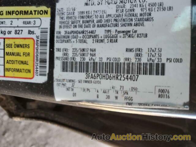 FORD FUSION SE, 3FA6P0HD6HR254407