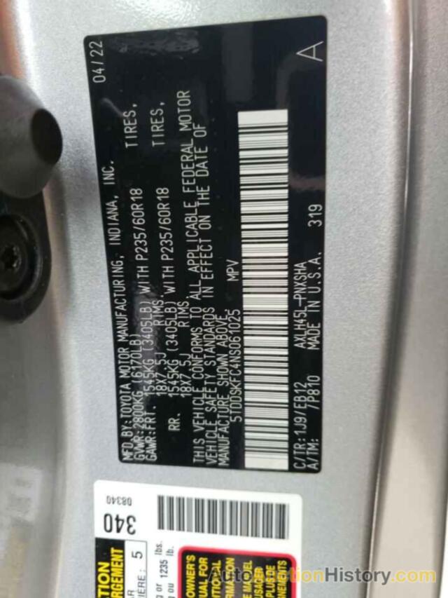 TOYOTA SIENNA XSE, 5TDDSKFC4NS061025