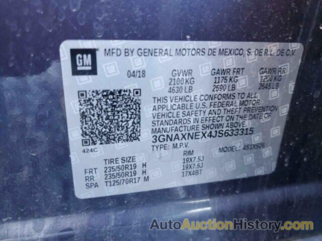 CHEVROLET EQUINOX PREMIER, 3GNAXNEX4JS633315