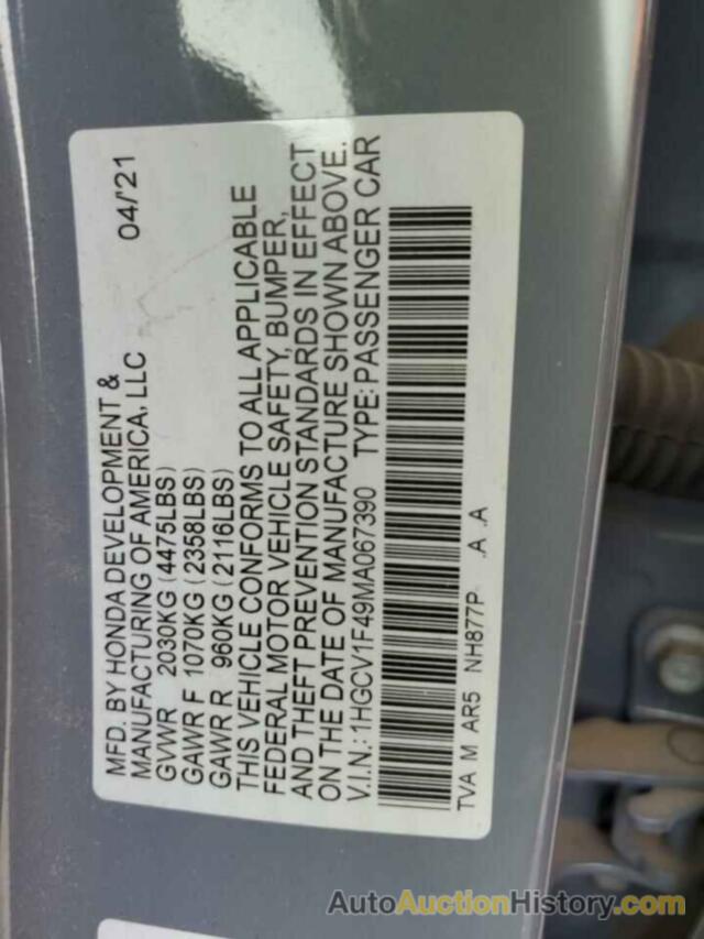 HONDA ACCORD SPORT SE, 1HGCV1F49MA067390