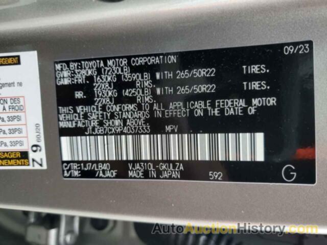 LEXUS LX 600 BAS 600 BASE, JTJGB7CX9P4037333