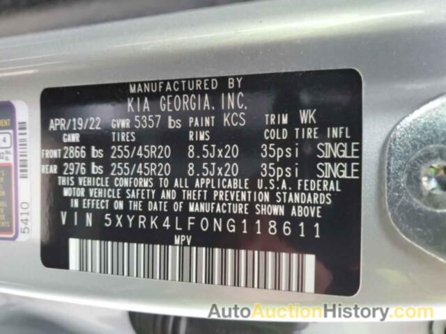 KIA SORENTO SX, 5XYRK4LF0NG118611