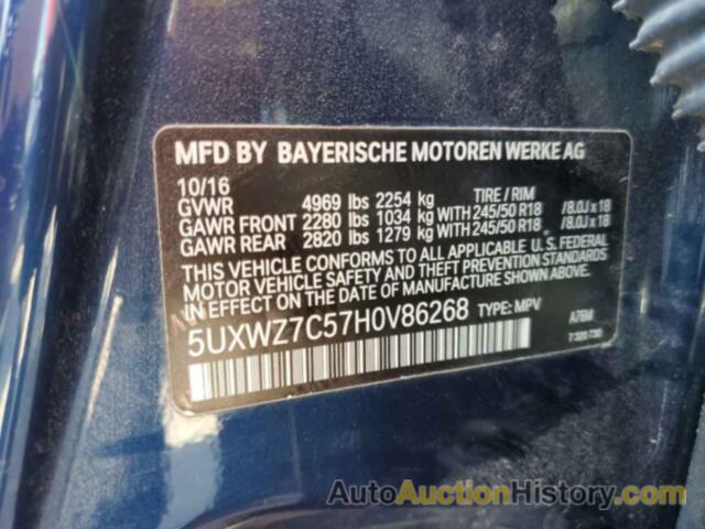 BMW X3 SDRIVE28I, 5UXWZ7C57H0V86268