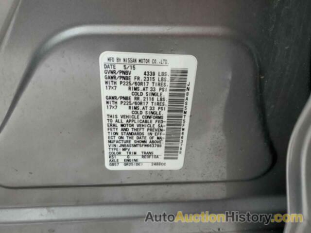 NISSAN ROGUE S, JN8AS5MT5FW663798