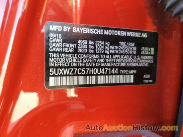 BMW X3 SDRIVE28I, 5UXWZ7C57H0U47144