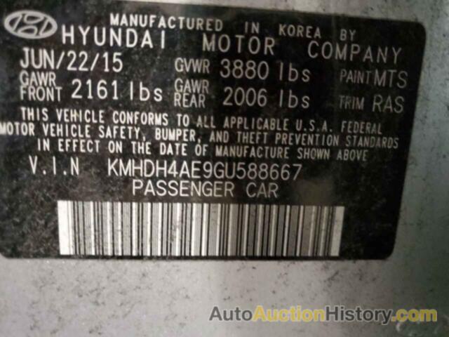 HYUNDAI ELANTRA SE, KMHDH4AE9GU588667