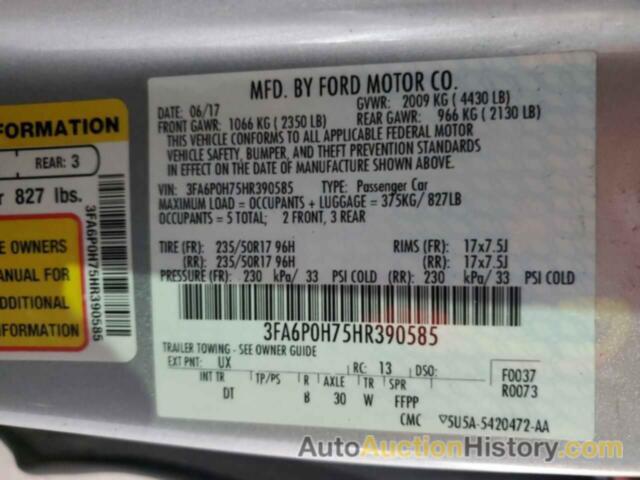 FORD FUSION SE, 3FA6P0H75HR390585