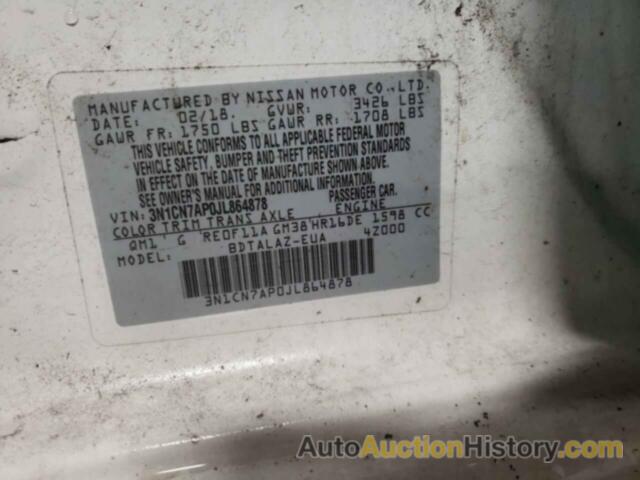 NISSAN VERSA S, 3N1CN7AP0JL864878