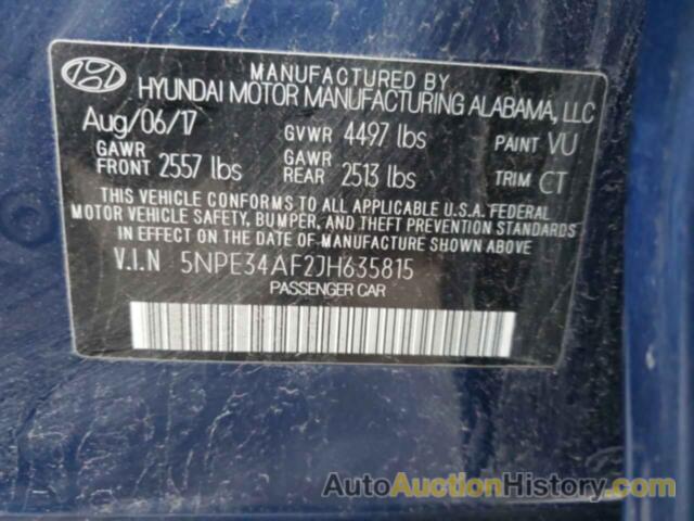 HYUNDAI SONATA SPORT, 5NPE34AF2JH635815