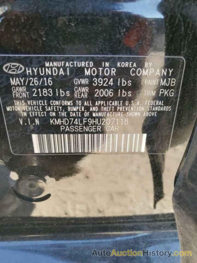 HYUNDAI ELANTRA SE, KMHD74LF9HU207118