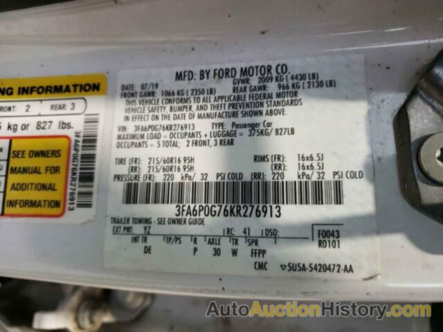 FORD FUSION S, 3FA6P0G76KR276913