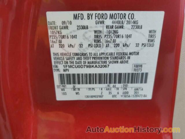 FORD ESCAPE XLT, 1FMCU0D79BKA32067