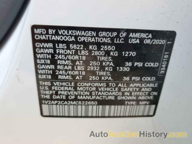 VOLKSWAGEN ATLAS S, 1V2AP2CA2MC522650