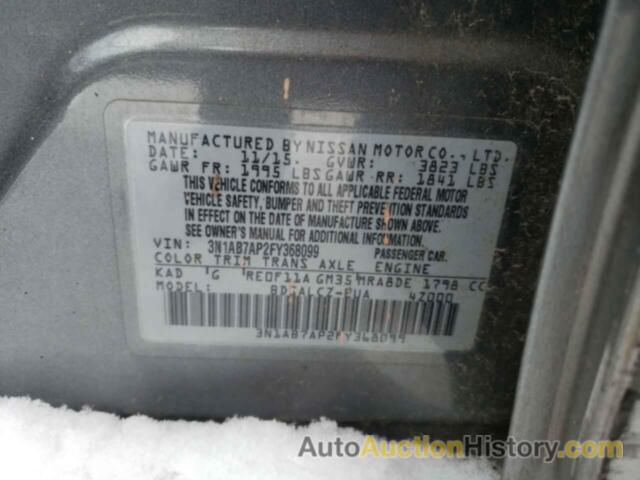 NISSAN SENTRA S, 3N1AB7AP2FY368099