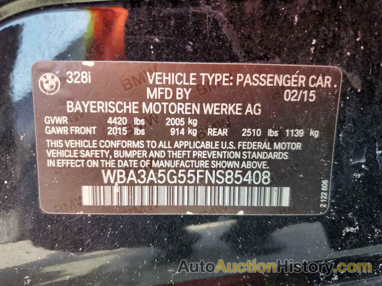 BMW 3 SERIES I, WBA3A5G55FNS85408