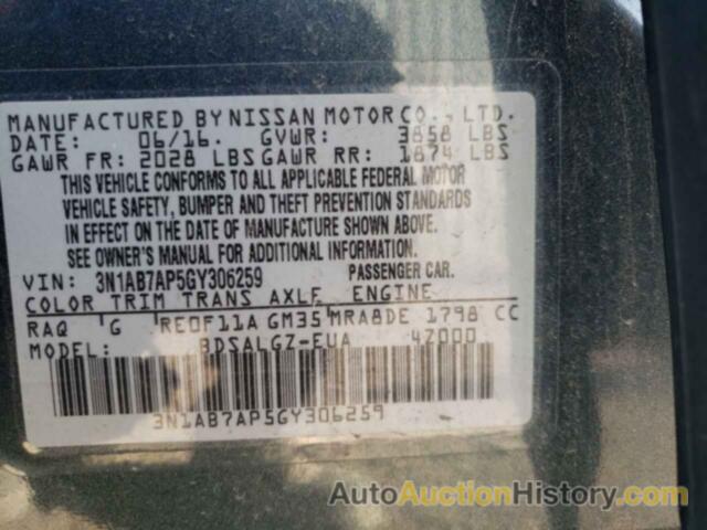 NISSAN SENTRA S, 3N1AB7AP5GY306259