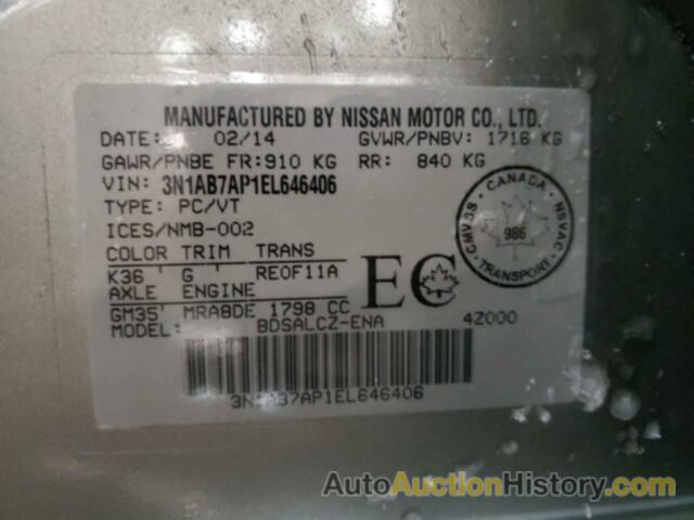 NISSAN SENTRA S, 3N1AB7AP1EL646406