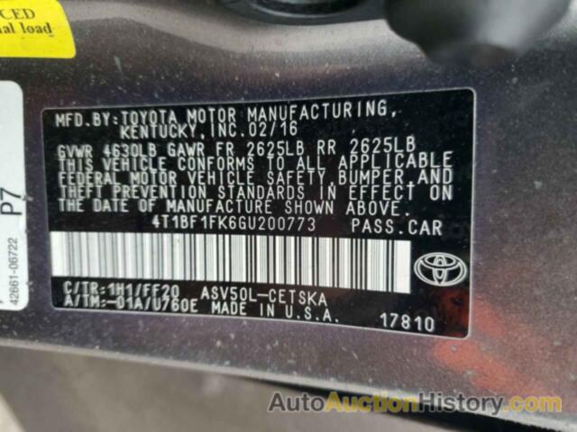 TOYOTA CAMRY LE, 4T1BF1FK6GU200773