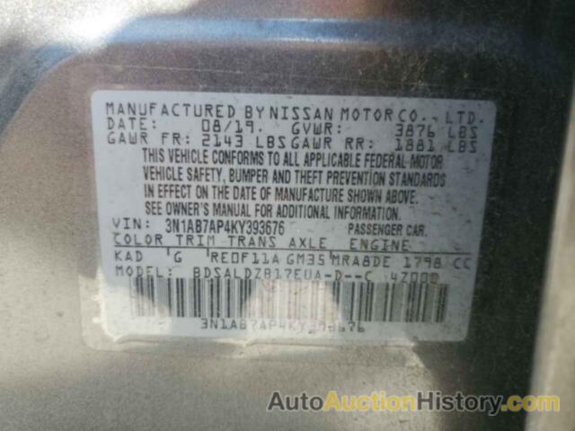 NISSAN SENTRA S, 3N1AB7AP4KY393676