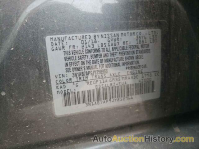 NISSAN SENTRA S, 3N1AB7AP9JY258966