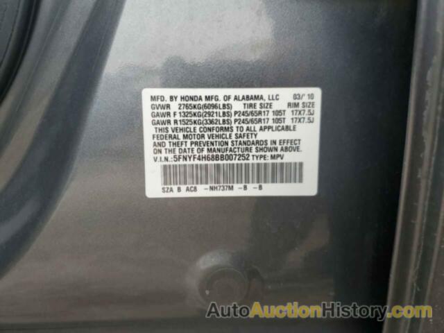 HONDA PILOT EXL, 5FNYF4H68BB007252