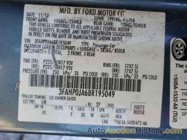 FORD FUSION SEL, 3FAHP0JA6BR195049