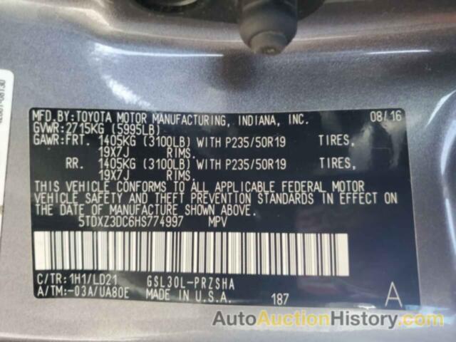 TOYOTA SIENNA SE, 5TDXZ3DC6HS774997