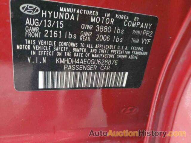 HYUNDAI ELANTRA SE, KMHDH4AE0GU628876