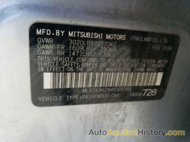 MITSUBISHI MIRAGE ES, ML32A3HJ9HH003385