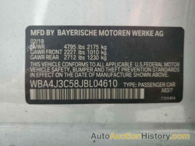 BMW 4 SERIES GRAN COUPE, WBA4J3C58JBL04610