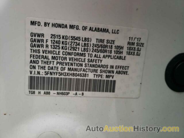 HONDA PILOT EX, 5FNYF5H3XHB046381