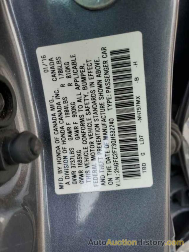 HONDA CIVIC EX, 2HGFC2F73GH532240