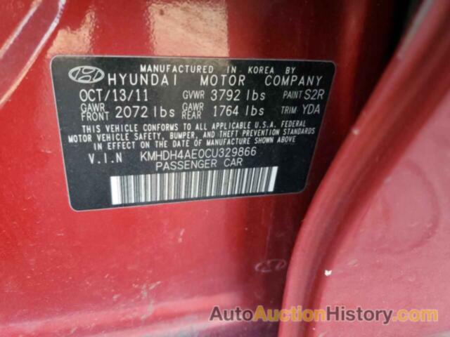 HYUNDAI ELANTRA GLS, KMHDH4AE0CU329866