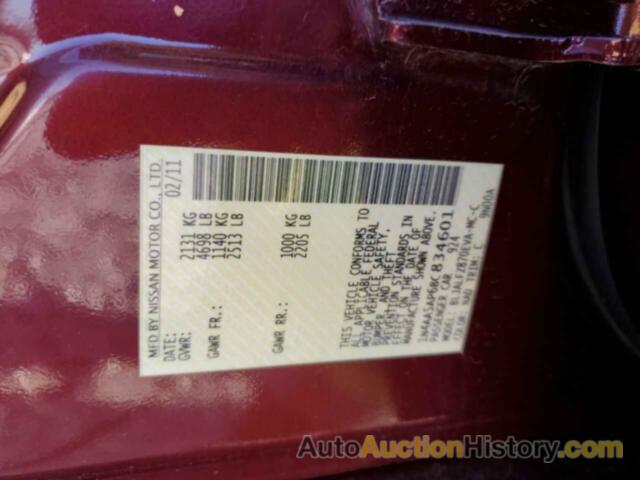 NISSAN MAXIMA S, 1N4AA5AP6BC834601