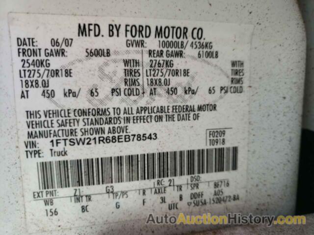 FORD F250 SUPER DUTY, 1FTSW21R68EB78543