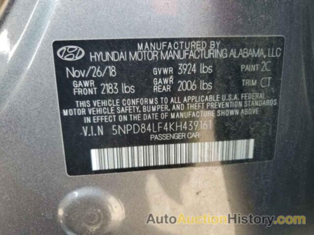 HYUNDAI ELANTRA SEL, 5NPD84LF4KH439161