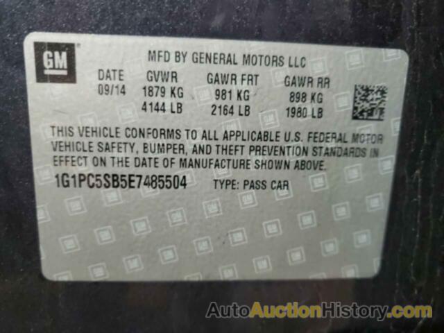 CHEVROLET CRUZE LT, 1G1PC5SB5E7485504