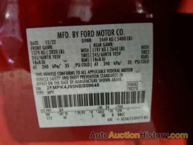 FORD EDGE SEL, 2FMPK4J95NBB09648