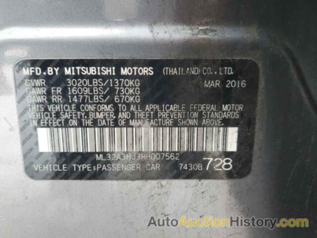 MITSUBISHI MIRAGE ES, ML32A3HJ3HH007562