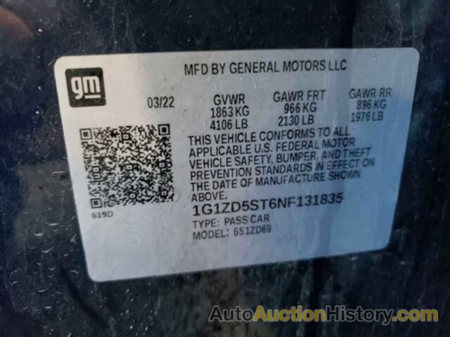 CHEVROLET MALIBU LT, 1G1ZD5ST6NF131835