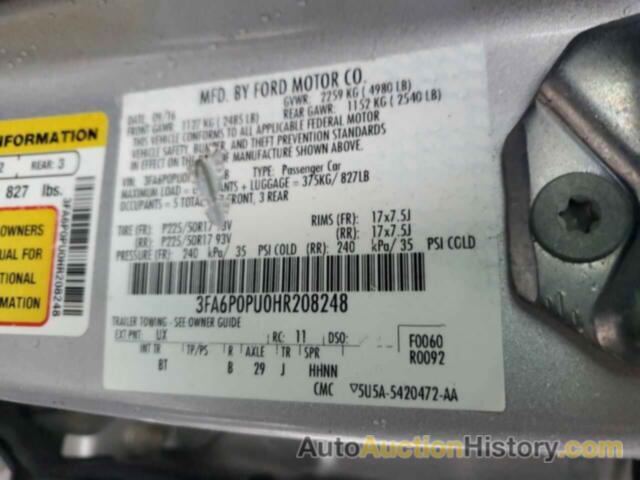 FORD FUSION SE PHEV, 3FA6P0PU0HR208248