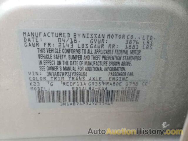 NISSAN SENTRA S, 3N1AB7AP3JY299464